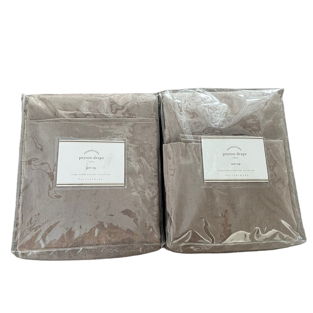 POTTERY BARN Peyton Drapes Mushroom Linen Blend 50" x 84" Pole Top
